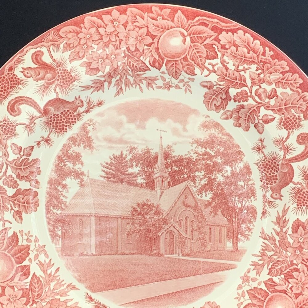 Wedgwood Pink St. Paul’s School The Old Chapel Dinner Plate 1928 10 3/8” Vintage - Picture 3 of 7